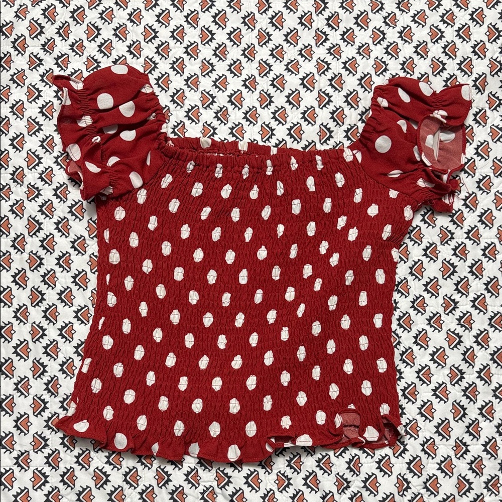 by the way. Red and White Smocked Top
